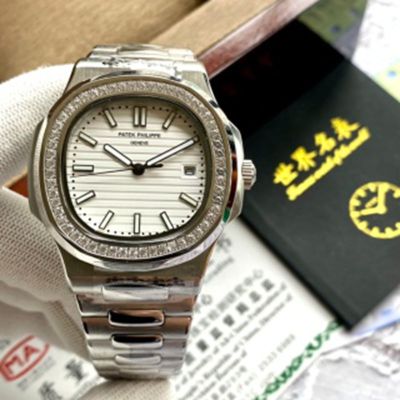 PATEK PHILIPPE Nautilus Daydate Automatic Movement White Diamond 42mm Watch